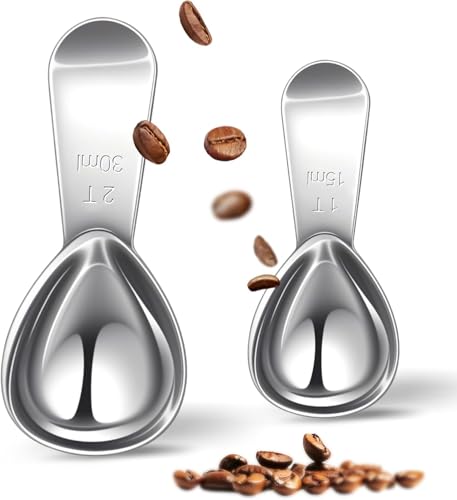 Kaffeelöffel für gemahlenen Kaffee, 1 Esslöffel und 2 Esslöffel, Messschaufel, kurzer Griff, robuster 304 Edelstahl, passend für Kanister für Kaffeebohnen, Espresso (A1, 1 Esslöffel + 2 Esslöffel (15 von GYJZZW