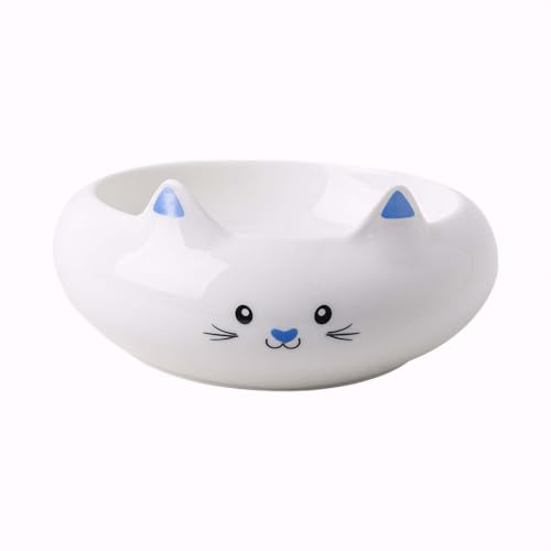 Keramik-Katzennapf mit 3D-Kätzchenohren zum Halten von Futter und Wasser, erhöht, für kleine Haustiere, Anti-Rollover, spülmaschinenfest (Blau) von GYJZZW