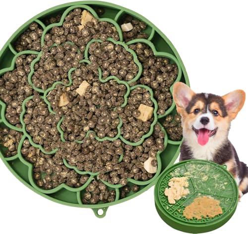 Slow Feeder Hundenapf, Silikon-Hundenapf mit Doppelschiebe-Design, langsamer Futterspender und lebensmittelechtes Material, Langeweile und Angstreduzierung, geeignet für alle Hunderassen (Grün) von GYJZZW