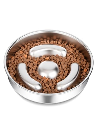 Slow Feeder Hundenapf aus Edelstahl, 20,3 cm Durchmesser, strapazierfähig, mit rutschfester Gummiunterseite, Kapazität für 4 Tassen für mittelgroße und große Hunde, um das Fressen zu verlangsamen (1 Slow Feeder Hundenapf aus Edelstahl, 20,3 cm Durchmesser, strapazierfähig, mit rutschfester Gummiunterseite, Kapazität für 4 Tassen für mittelgroße und große Hunde, um das Fressen zu verlangsamen (1 von GYJZZW