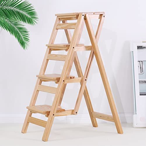GYKOZY Klappbarer Tritthocker/Leiterhocker aus massivem Holz, multifunktionale Faltbare vierstufige Leiter, tragbare kleine hölzerne Trittleiter GYKOZY Klappbarer Tritthocker/Leiterhocker aus massivem Holz, multifunktionale Faltbare vierstufige Leiter, tragbare kleine hölzerne Trittleiter von GYKOZY