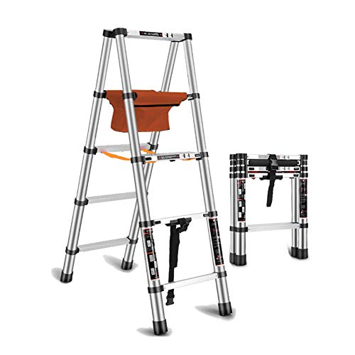 GYKOZY Teleskopleiter, Mehrzweckleiter mit Klappleitern aus TA-Aluminiumlegierung, Sicherheits-Stufenleiter für den Haushalt, Garten/a/2M+2M (1.7M+1.7M) von GYKOZY