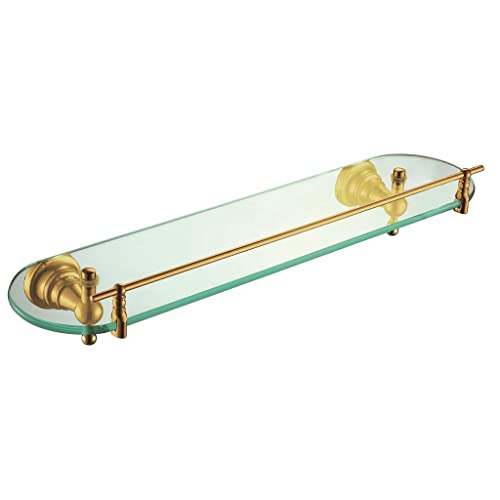 XSJZ Wandregal Aus Glas, Gold Einschichtregal Aus Gehärtetem Glas für Bad-WC-Kosmetik-Werkzeughalter Badezimmerregal von GYL Badezimmer-Glasablage