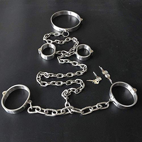 GYLEJWH Edelstahl Handschellen Bein Eisen Fesseln Erotik Ketten Fesselset Handfesseln Halsband Für Restraint Fetisch Hand Fußfesseln SM Slave Bondage Sex-Spielzeug,S von GYLEJWH