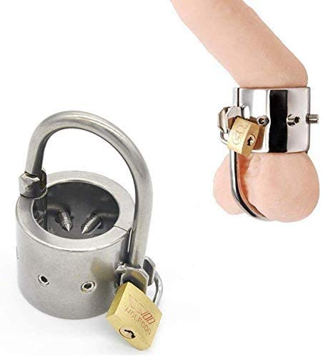 GYLEJWH Hoden-Ring-Penis Universal-Stretcher CBT Edelstahl Cock-Hoden- Gewicht-Hoden- Extensor Mit Spikes Und Locking Penis Skrotum BDSM Bondage Sex-Spielzeug von GYLEJWH