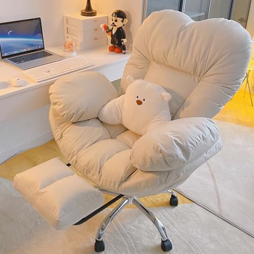 GYLRFA Lazy Sofa Recliner,Ergonomischer Bürostuhl,bequemer Schreibtischstuhl Liegestuhl Mit Fußstütze Und Lordosenstütze Home-Office-Stuhl 360-Grad-Drehung, Verstellbare Rückenlehne Sessel von GYLRFA