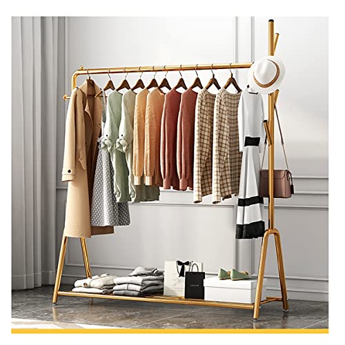 Kleiderständer aus Metall mit oberer Stange und Ablageboden unten, Wäscheständer zum Aufhängen von Kleidung, Garderobenständer für Schlafzimmer von GYLRFA