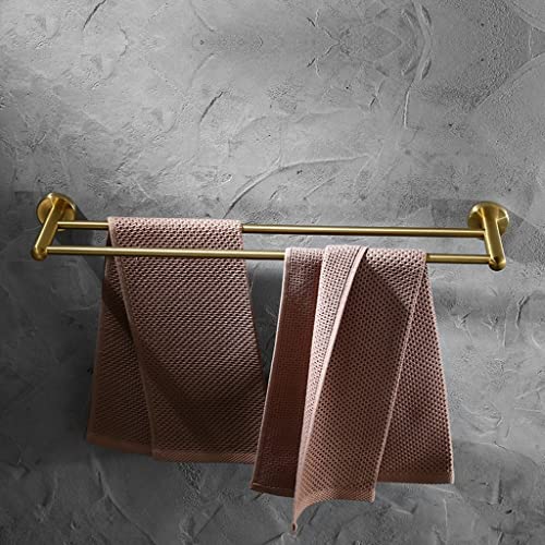 Punch-Free Handtuchhalter aus gebürstetem Gold, Badezimmer-Handtuchhalter, leichtes Luxus-Edelstahl-Gold-Doppelstangen-Regal zum Aufhängen von Handtüchern (Color : Punch 40CM) von GYLRFA