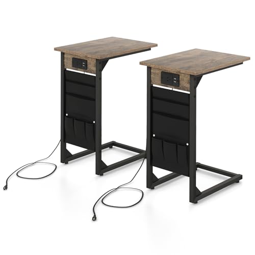 GYMAX 2er-Set C-förmiger Beistelltisch, Sofatisch mit Ladestation & Seitentasche, Couchtisch mit 2 USB-Anschlüssen, Nachttisch für Wohnzimmer & Schlafzimmer,40 x 30 x 60 cm GYMAX 2er-Set C-förmiger Beistelltisch, Sofatisch mit Ladestation & Seitentasche, Couchtisch mit 2 USB-Anschlüssen, Nachttisch für Wohnzimmer & Schlafzimmer,40 x 30 x 60 cm von GYMAX