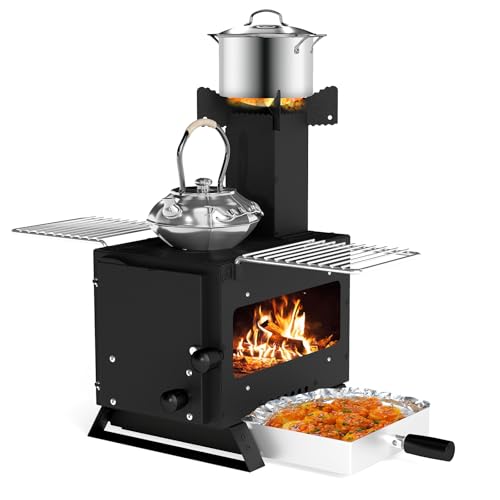 GYMAX Holzofen, tragbarer Campingofen mit hitzebeständigem Glasfenster, Grillrost & Topfhalter, Zeltofen für Outdoor-Kochen, BBQ, Picknick, 54 x 36 x 44 cm GYMAX Holzofen, tragbarer Campingofen mit hitzebeständigem Glasfenster, Grillrost & Topfhalter, Zeltofen für Outdoor-Kochen, BBQ, Picknick, 54 x 36 x 44 cm von GYMAX
