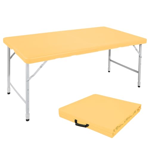 GYMFLEX Klapptisch 125x61cm Kunststoff Klappbar Gartentisch Multifunktional Campingtisch mit Griff für BBQ, Camping, Party Hellgelb GYMFLEX Klapptisch 125x61cm Kunststoff Klappbar Gartentisch Multifunktional Campingtisch mit Griff für BBQ, Camping, Party Hellgelb von GYMFLEX