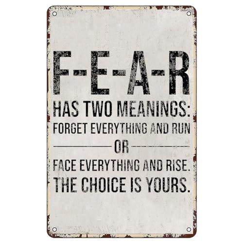 GYMSLAVE Inspirierendes Metall-Blechschild mit Aufschrift "Fear Has Two Meanings,The Choice Is Yours", lustiges Büro-Motivationsposter, Zuhause, Garage, Wohnzimmer, Wanddekoration, 20,3 x 30,5 cm GYMSLAVE Inspirierendes Metall-Blechschild mit Aufschrift "Fear Has Two Meanings,The Choice Is Yours", lustiges Büro-Motivationsposter, Zuhause, Garage, Wohnzimmer, Wanddekoration, 20,3 x 30,5 cm von GYMSLAVE