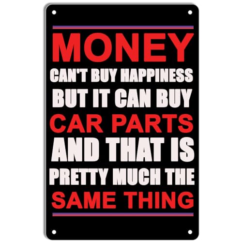 GYMSLAVE Metallschild mit Aufschrift "Money Can't Buy Happiness But It Can Buy Car Parts", Retro-Metallschild, lustiges Badezimmer-Zitat, Metall-Blechschilder für Zuhause, Garten, Bar, Zuhause, Cafés GYMSLAVE Metallschild mit Aufschrift "Money Can't Buy Happiness But It Can Buy Car Parts", Retro-Metallschild, lustiges Badezimmer-Zitat, Metall-Blechschilder für Zuhause, Garten, Bar, Zuhause, Cafés von GYMSLAVE
