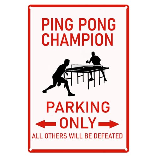 Ping Pong Champion Parking Only, lustige Metallschilder mit Aufschrift "All Others Will Be Defeated", Vintage-Stil, Metallschild, Retro-Blechschild für Zuhause, Küche, Bar, Zimmer, Garage, Männerhöhle Ping Pong Champion Parking Only, lustige Metallschilder mit Aufschrift "All Others Will Be Defeated", Vintage-Stil, Metallschild, Retro-Blechschild für Zuhause, Küche, Bar, Zimmer, Garage, Männerhöhle von GYMSLAVE