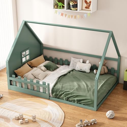 GYNGTLC 90 * 200cm Flachbett, Kinderbett, Hausleiste (Grün, 140 * 200 cm) von GYNGTLC