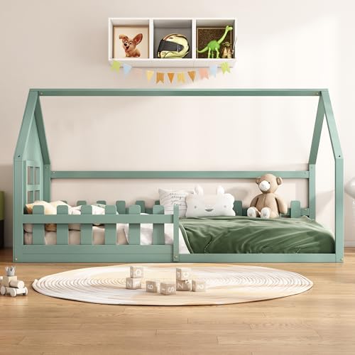 GYNGTLC 90 * 200cm Flachbett, Kinderbett, Hausleiste (Grün, 90 * 200cm) von GYNGTLC