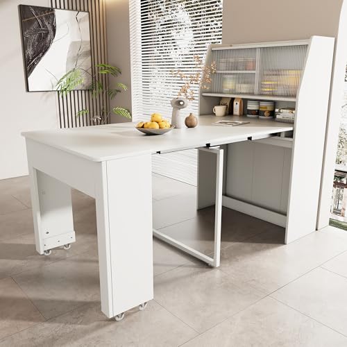 GYNGTLC Ausziehbarer Tabelle, Einweg-Ausziehtisch, Esszimmer-Stauschrank, Tabelle mit Stauraum, RechteckigerTabelle, Coffee Lounge Tisch von GYNGTLC