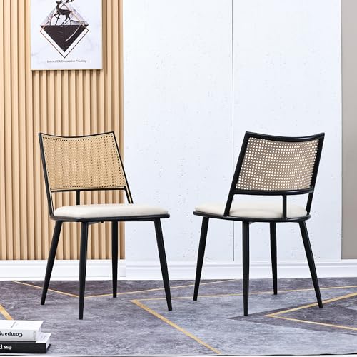 GYNGTLC Der Rattanstuhl mit Rückenlehne ist Retro und elegant und Macht Ihre Ruhezeit angenehmer! (Schwarz-2er-set) von GYNGTLC