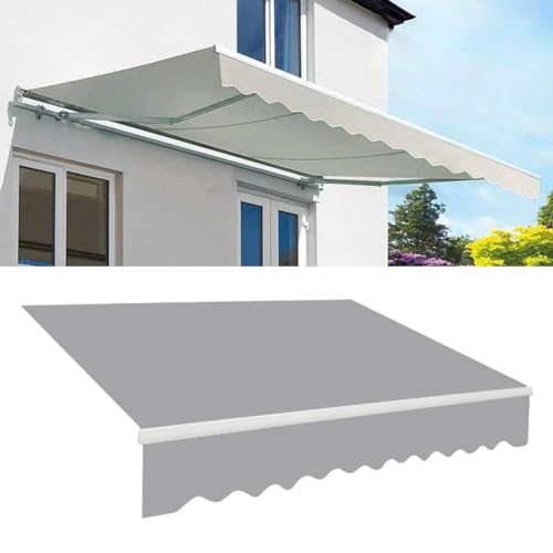 Dauerhaft Außen Ersatz Markisenstoff 280g Polyester Garten Sonnenschutz Baldachinstoff Pavillon Obere Abdeckung des Sonnenschutzdachs für Fenster Tür Terrasse Balkon(Size:4x2.5m,Color:Grau) von GYORI