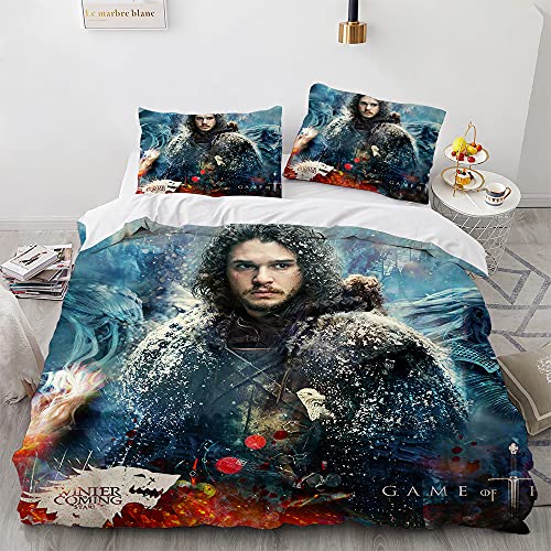 GYORI Bettwäsche-Set Game Thrones Season,Kopfkissenbezug 80 X 80 cm,3D Bettbezug 135 X 200 cm,Kinderbettwäsche,Wolf Deko Geschenke Für Jungen (A,135x200+80x80cm) von GYORI