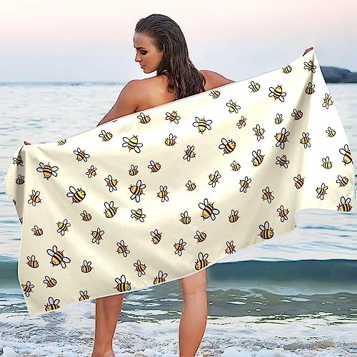 GYORI Mikrofaser Strandtuch Biene Handtuch Groß 100x200 cm Niedlich Strandtuch 3D Badetuch Strandhandtuch Schnell Trocknendes Weiches Strandlaken, Saunatuch, Reisehandtuch von GYORI