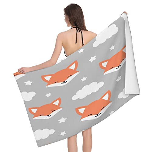 GYORI Mikrofaser Strandtuch Fuchs Handtuch Groß 80x160 cm Tier Strandtuch 3D Badetuch Strandhandtuch Schnell Trocknendes Weiches Strandlaken, Saunatuch, Reisehandtuch, Badehandtuch von GYORI