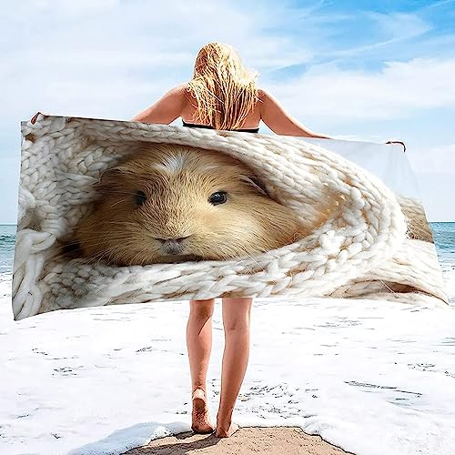 GYORI Mikrofaser Strandtuch Meerschweinchen Handtuch Groß 100x200 cm Süße Tiere Strandtuch 3D Badetuch Strandhandtuch Schnell Trocknendes Weiches Strandlaken, Saunatuch, Reisehandtuch von GYORI