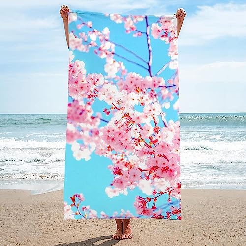 GYORI Mikrofaser Strandtuch Rosa Sakura Handtuch Groß 70x140 cm Japan Strandtuch 3D Badetuch Strandhandtuch Schnell Trocknendes Weiches Strandlaken, Saunatuch, Reisehandtuch von GYORI