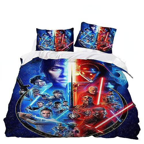 GYORI StWa Bettwäsche-Set,Kopfkissenbezug 80 x 80,Bettbezug 135 x 200 cm,Mit Reißverschluss,spannleintuch Anime deko Geschenke für Jungen (C,135x200+75x50cm) von GYORI