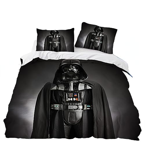 GYORI War Star Bettwäsche-Set,Kopfkissenbezug 80 x 80 cm,Darth Vader Bettbezug 135 x 200 cm,spannleintuch Anime deko Geschenke für Jungen (A,135x200+80x80cm) von GYORI