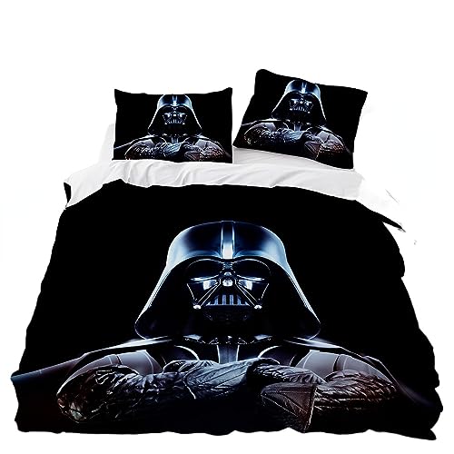 GYORI War Star Bettwäsche-Set,Kopfkissenbezug 80 x 80 cm,Darth Vader Bettbezug 135 x 200 cm,spannleintuch Anime deko Geschenke für Jungen (B,135x200+75x50cm) von GYORI