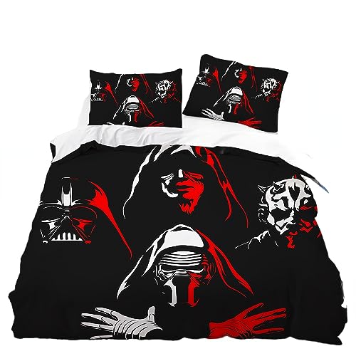 GYORI War Star Bettwäsche-Set,Kopfkissenbezug 80 x 80 cm,Darth Vader Bettbezug 135 x 200 cm,spannleintuch Anime deko Geschenke für Jungen (C,135x200+75x50cm) von GYORI