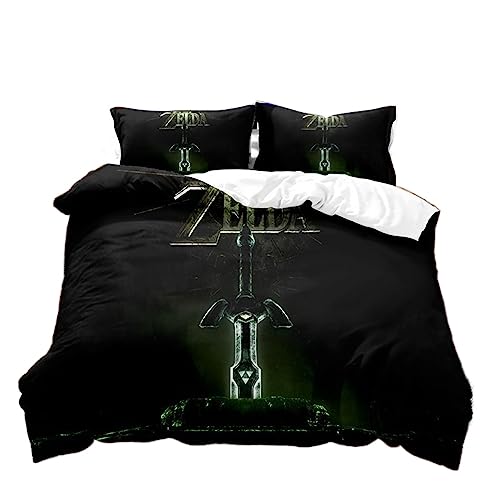 GYORI Zelda Tears of The Kingdom Bettwäsche-Sets, 3D-Druck Bettbezug Für Mädchen Kids,Bettdecken Set Jungen Mädchen Bettdeckenbezug,Kissenbezug (B,135x200+75x50cm) von GYORI