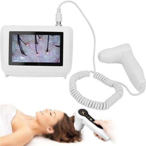 GYQSSD 5-Zoll-LCD-Bildschirm, digitales Hautdiagnose-Scannersystem, Haaranalysator, Hautfollikeldetektor, wiederaufladbare Haaranalysatormaschine, Kopfhautdetektor für die Haargesundheit von GYQSSD