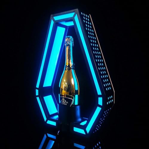 GYQSSD 7-Farbiger Champagnerflaschenpräsenter, leuchtende Weinflaschenpräsentation, LED-beleuchtetes Spirituosenflaschenregal für gewerbliche Heimbar-Partys und Nachtclubs von GYQSSD