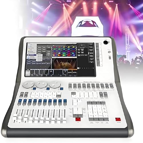 GYQSSD DMX512-Lichtsteuerung, 14,1-Zoll-Quarz-Konsole, Bühnenlicht-Steuerung, Lichtmischpulte, 4 integrierte DMX-Ausgänge, Lichtmischpult-Konsole zur Bearbeitung von Bühnenlichtprogrammen von GYQSSD