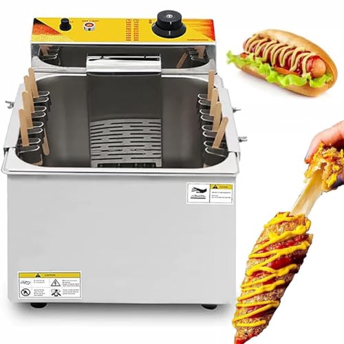 GYQSSD Kommerzielle Fritteuse, 12 L Automatische Käse-Hot-Dog-Wurst-Grill-Ofen-Sticks-Fritteuse, Elektrische Fritteuse Mit 50–200 °c Einstellbarer Temperatur von GYQSSD