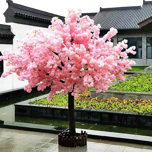 GYQSSD Künstlicher großer Kirschblütenbaum, dichter künstlicher Blütenbaum mit massivem Holzstamm – Seidenblumen-simulierter Kirschblütenbaum, künstliche Pflanzen,Round-1.5 * 1.5m/4.9x4.9ft von GYQSSD