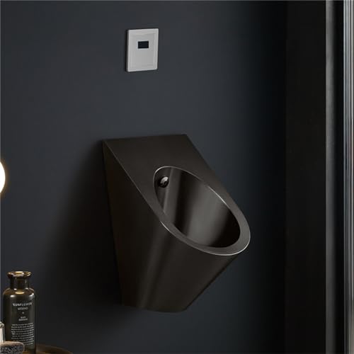 GYQSSD Wandhängendes Urinal, Kommerzielle Spülurinale, öffentliche Toiletten-Edelstahl-Urinale Für Männer, Haushalts-/Gewerbliches Badezimmer-Urinal, Anti-überlauf-Urinal,Black-Urinalplussensor von GYQSSD
