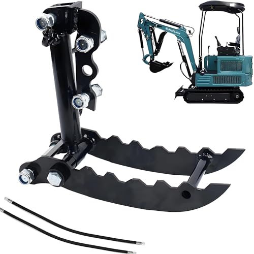 Hydraulische Daumenklemme für Minibagger, Baggerschaufel-Zusatzklemme mit 2 Hydraulikschläuchen, passend für die meisten Kleinbagger-Anbaugeräte bis 2 Tonnen,Threeholethumbclip von GYQSSD