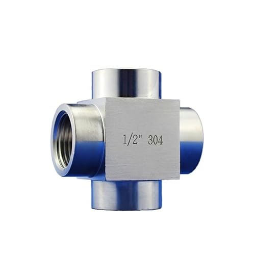GYQYJPFZM 1PC 304 Stainless Steel High Pressure 4-Way Nipple Fitting 1/2" BSPP Female Thread Cross Equal Diameter Fitting von GYQYJPFZM