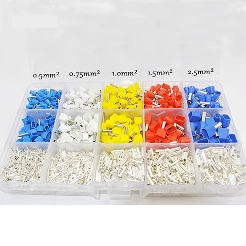 GYQYJPFZM 2300pcs Wire Copper Crimp Connector Cord Pin End Terminal Dual Twin Bootlace Ferrules Uninsulated Butt Connector kit Set von GYQYJPFZM