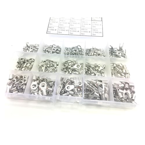 GYQYJPFZM 300pcs RNB SNB 15 Type Non-Insulated Ring Fork U-Type Terminals Assortment Kit Crimp Spade Set Lug Cable Wire Connector GYQYJPFZM 300pcs RNB SNB 15 Type Non-Insulated Ring Fork U-Type Terminals Assortment Kit Crimp Spade Set Lug Cable Wire Connector von GYQYJPFZM