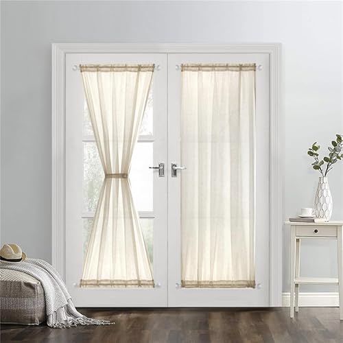 GYROHOME Vorhänge für französische Türen, Kunstleinen, durchsichtig, Voile, Sonnenlichtfilterung, Schutz der Privatsphäre, Seitenlicht-Vorhänge für Glastür, inklusive Raffhalter, 2 Paneele, 99 x 160 GYROHOME Vorhänge für französische Türen, Kunstleinen, durchsichtig, Voile, Sonnenlichtfilterung, Schutz der Privatsphäre, Seitenlicht-Vorhänge für Glastür, inklusive Raffhalter, 2 Paneele, 99 x 160 von GYROHOME