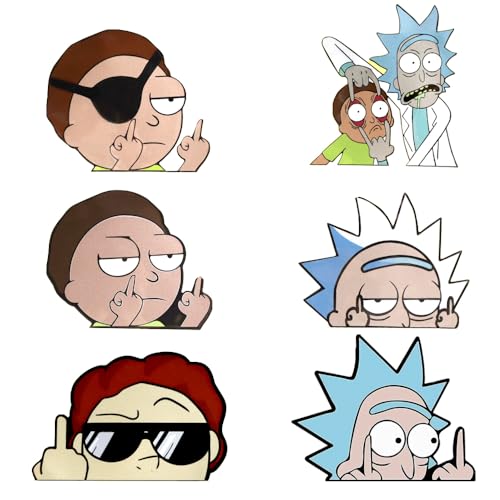 GYSRXS 6 Stück Anime Sticker - Lustig, Wasserfest für Auto, Motorrad, Kühlschrank, Computer - Rick and Morty Sticker Dekoration von GYSRXS