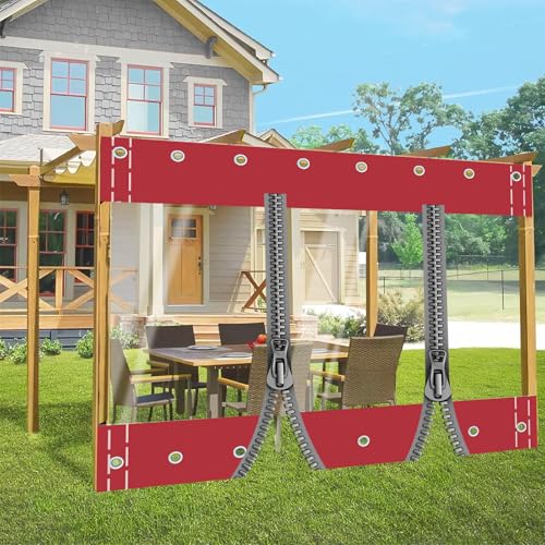 0,5mm Schwerlast wasserdichte Plane mit Ösen,Durchsichtige Plane,Vorhang Wasserdichter für Pergola Pavillon Terrasse mit RV,Transparente Plane Abdeckung,(Höhe x Breite:2,2x2,8m/7.22x9.19ft) von GYUEZX