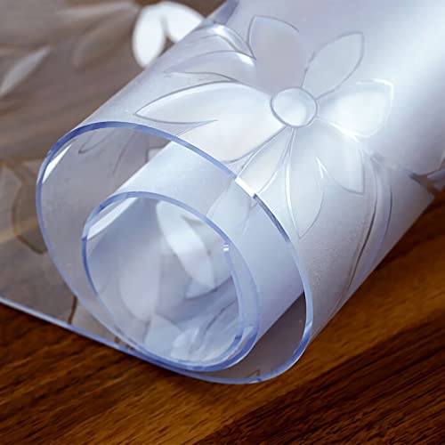 2mm Dick Transparente Tischdecken Tischfolie 35x140cm PVC Glasklar Folie Tischschutz Wasserdicht Tischschutzfolie Fettdicht,Für Esstisch Couchtisch Und Schreibtisch,Matte Texture Blütenform,Rechteck von GYUEZX