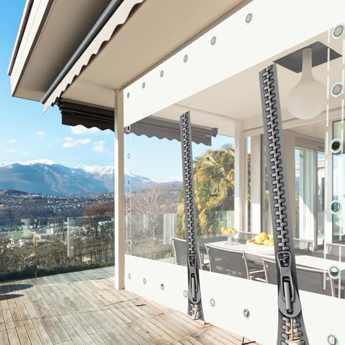Durchsichtige Plane,0,5mm Schwerlast wasserdichte Plane mit Ösen,Vorhang Wasserdichter für Pergola Pavillon Terrasse mit RV,Transparente Plane Abdeckung,(Höhe x Breite:2,4x3,2m/7.87x10.5ft) von GYUEZX