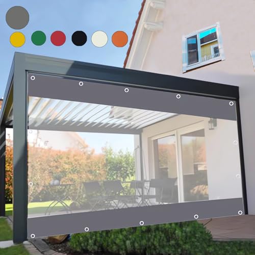 Pavillon Plane,Schwere Plane mit Ösen,Klarsicht Schutzplane,wasserdichte Plane Trennvorhang,für Draussen Garage Terrass,Pergola Gazebo Transparente (Höhe x Breite:2,2x3,7m/7.22x12.14ft) von GYUEZX