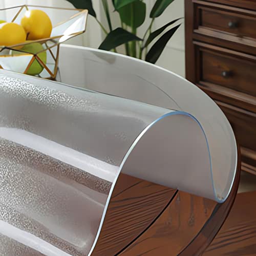 Transparente Tischschutz PVC Tischdecke-Abwischbare,Olbeständig,Kratzfest,Tischfolie,Tischschutzfolie-für Esstisch Couchtisch Und Schreibtisch,Matte Texture Transparent,Rund (Dicke 2mm, Ø 60cm) von GYUEZX